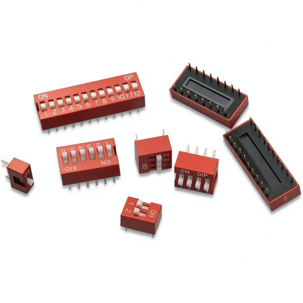 40PCS Double Row Dip Switch Assorted Kit Kulannder 2.54mm Red Switch-6
