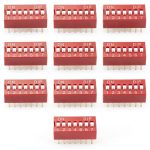 10PCS DIP Switch 2.54mm Red Inline 7‑Position by LUORNG PCB-0