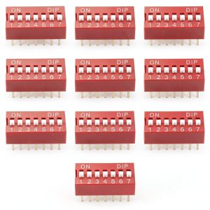 10PCS DIP Switch 2.54mm Red Inline 7‑Position by LUORNG PCB-0