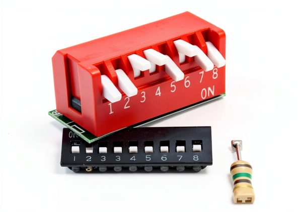 uxcell 50 Pcs Red DIP Switch 1-2 Position 2.54mm Pitch for PCB-3