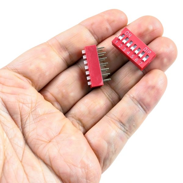 10PCS DIP Switch 2.54mm Red Inline 7‑Position by LUORNG PCB-4